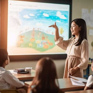 teacher using projector teacher using projector